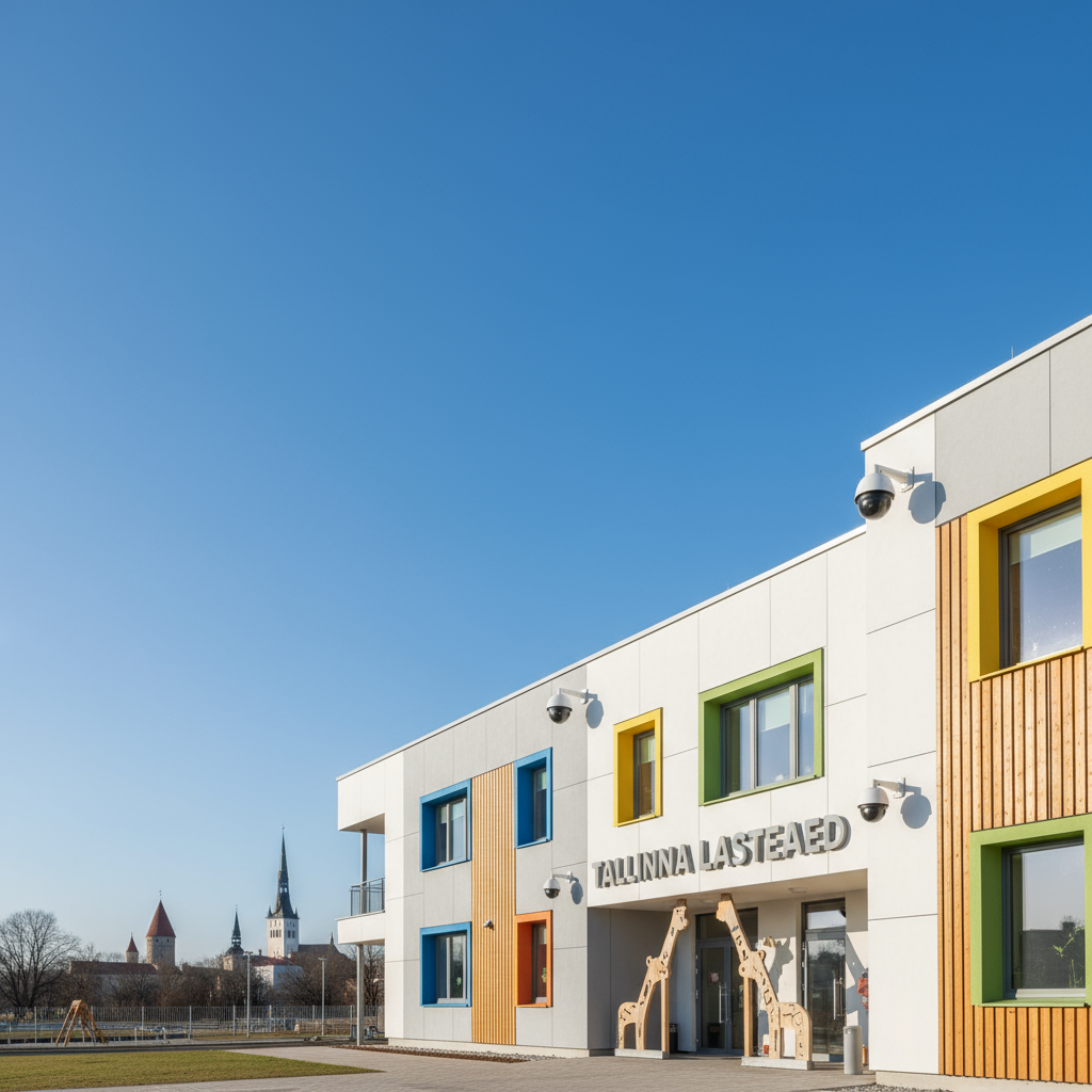 Security cameras on a kindergarten building in Tallinn