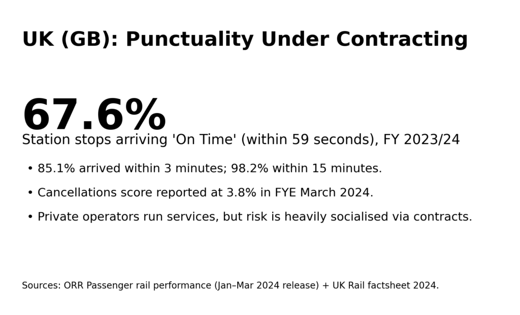 Rail Privatization Outcomes: Comparing UK, Australia, and EU experiences 7 rail priv info2 uk punctuality
